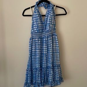 Medium blue and white gingham halter Lilly Pulitzer dress